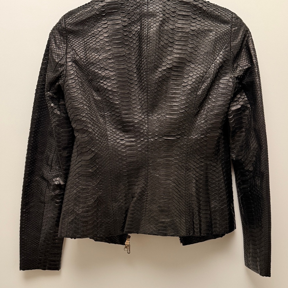 Black Python Leather Women's Jacket - image 4